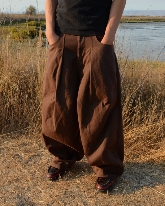 SELLWOOD PLEATED TROUSERS - BROWN